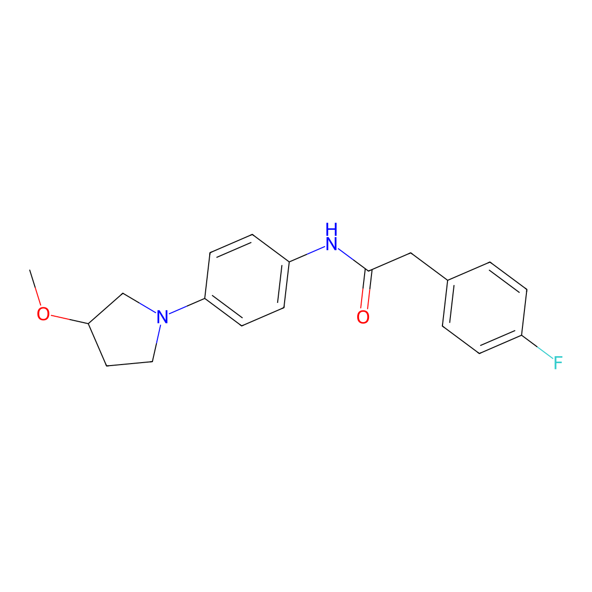 2-(4-Fluorophenyl)-N-[4-(3-methoxypyrrolidin-1-YL)phenyl]acetamide molecular structure, CAS 1797179-54-4