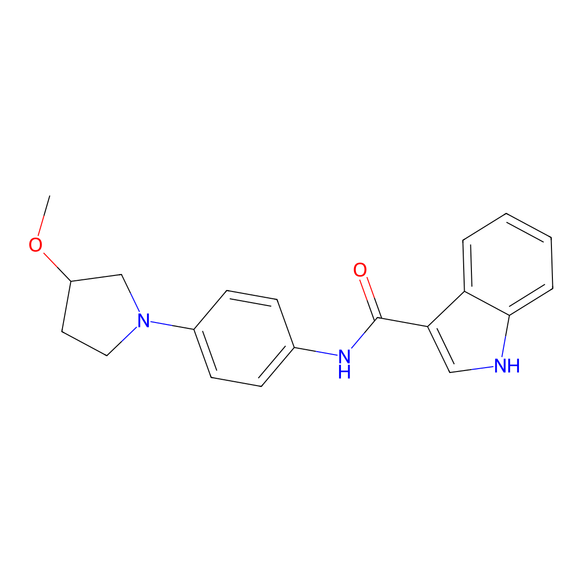 N-[4-(3-methoxypyrrolidin-1-yl)phenyl]-1H-indole-3-carboxamide molecular structure, CAS 1797179-71-5