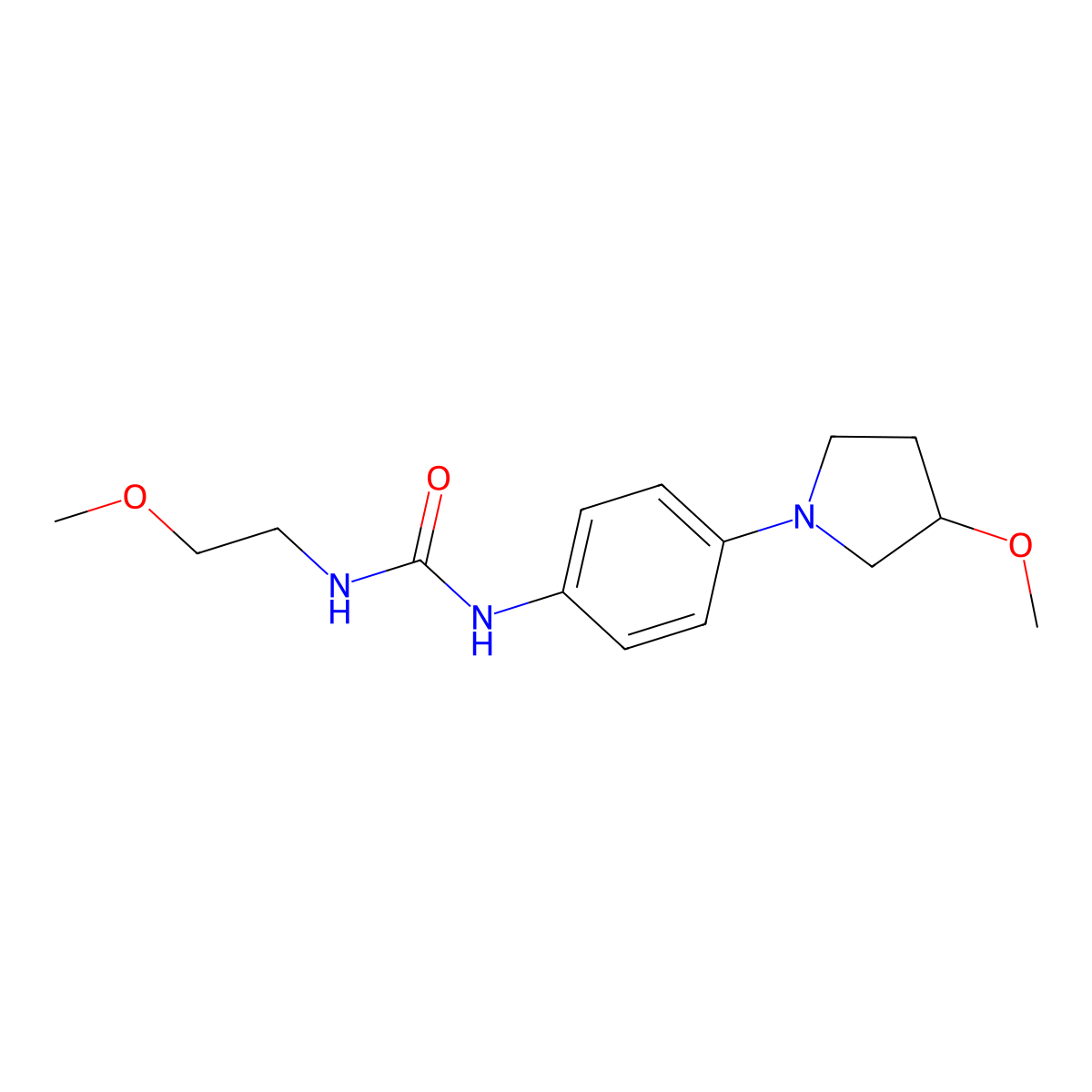 1-(2-Methoxyethyl)-3-(4-(3-methoxypyrrolidin-1-yl)phenyl)urea molecular structure, CAS 1797179-76-0