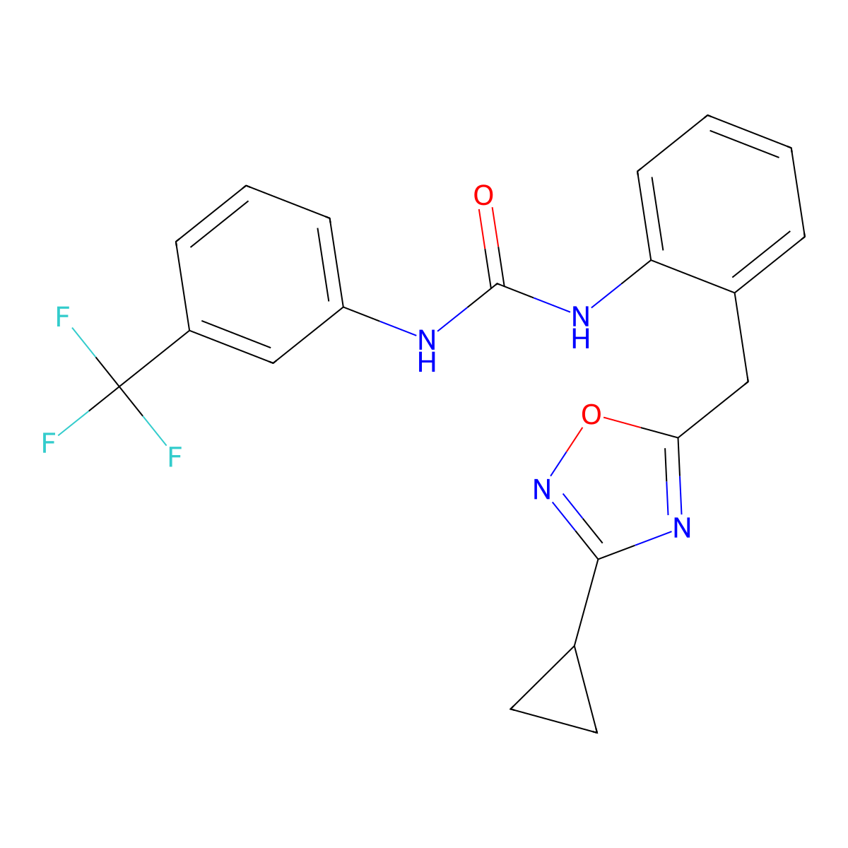1-(2-((3-Cyclopropyl-1,2,4-oxadiazol-5-yl)methyl)phenyl)-3-(3-(trifluoromethyl)phenyl)urea molecular structure, CAS 1797181-12-4