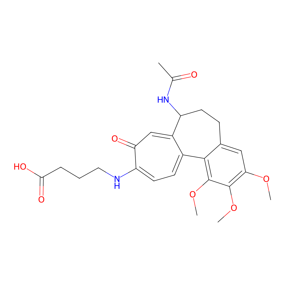 4-{[7-(Acetylamino)-1,2,3-trimethoxy-9-oxo-5,6,7,9-tetrahydrobenzo[a]heptalen-10-yl]amino}butanoic acid molecular structure, CAS 1797181-41-9
