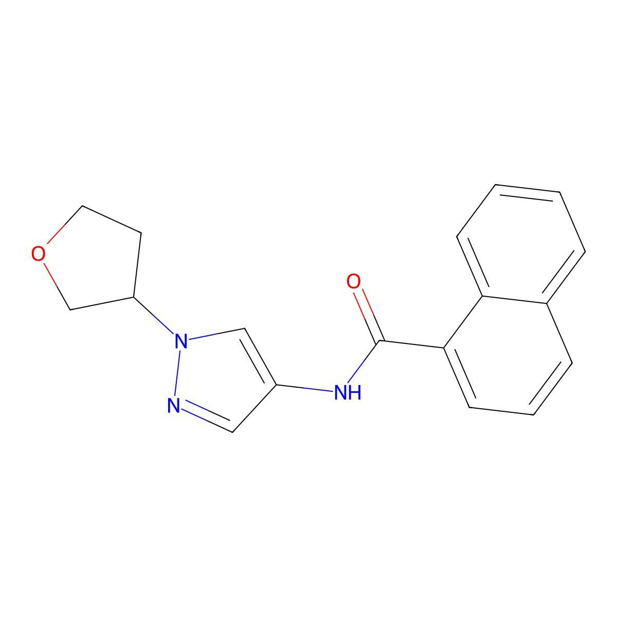 N-(1-(tetrahydrofuran-3-yl)-1H-pyrazol-4-yl)-1-naphthamide molecular structure, CAS 1797181-56-6
