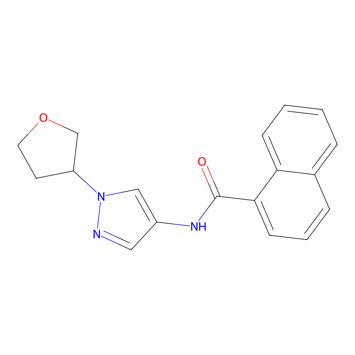 N-(1-(tetrahydrofuran-3-yl)-1H-pyrazol-4-yl)-1-naphthamide molecular structure, CAS 1797181-56-6