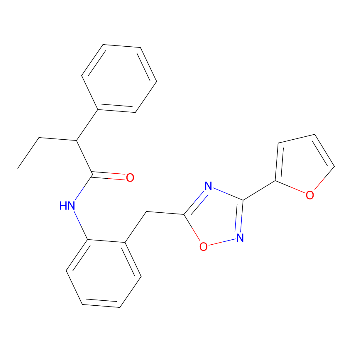 N-(2-{[3-(Furan-2-YL)-1,2,4-oxadiazol-5-YL]methyl}phenyl)-2-phenylbutanamide molecular structure, CAS 1797181-67-9