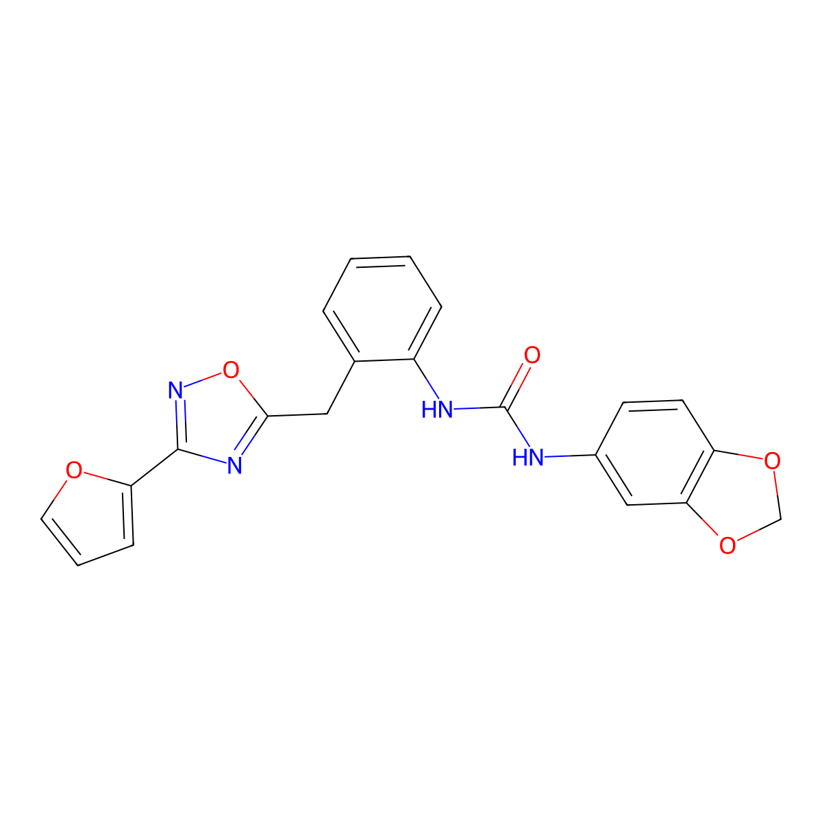 1-(Benzo[d][1,3]dioxol-5-yl)-3-(2-((3-(furan-2-yl)-1,2,4-oxadiazol-5-yl)methyl)phenyl)urea molecular structure, CAS 1797181-82-8