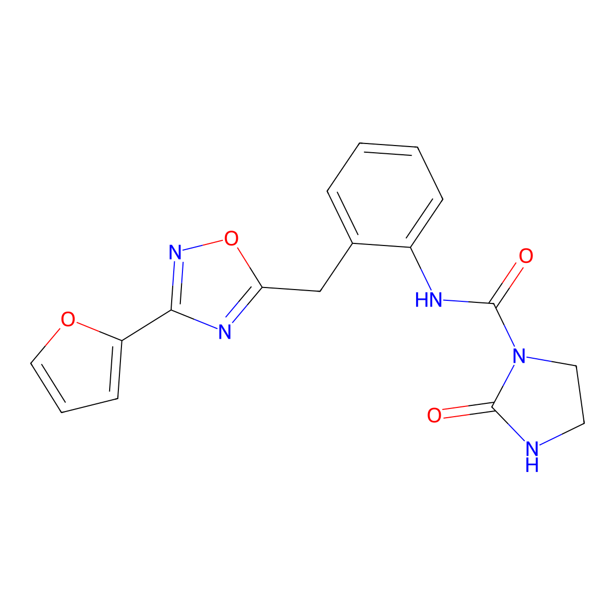 N-(2-((3-(furan-2-yl)-1,2,4-oxadiazol-5-yl)methyl)phenyl)-2-oxoimidazolidine-1-carboxamide molecular structure, CAS 1797181-85-1