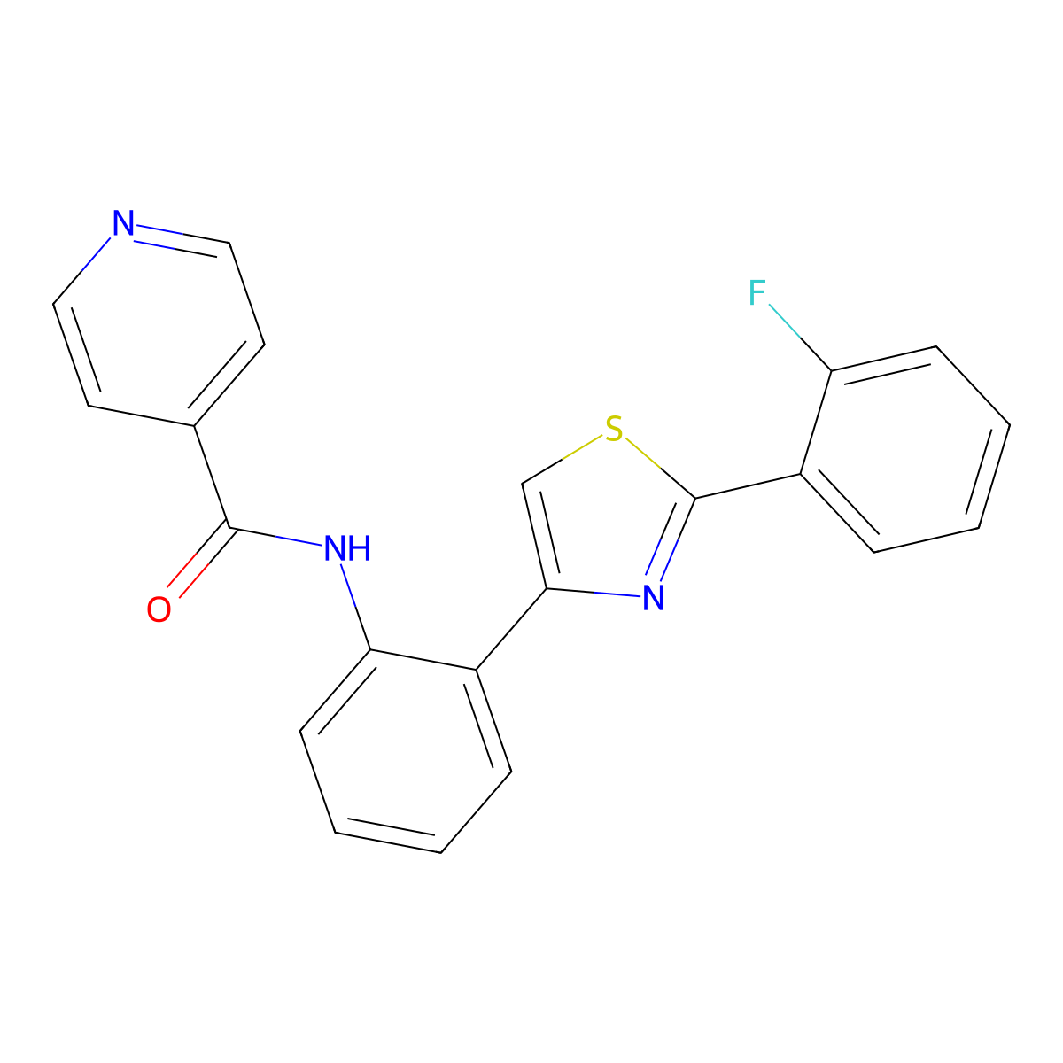 N-(2-(2-(2-fluorophenyl)thiazol-4-yl)phenyl)isonicotinamide molecular structure, CAS 1797181-91-9