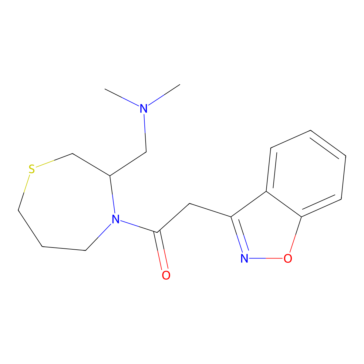 2-(Benzo[d]isoxazol-3-yl)-1-(3-((dimethylamino)methyl)-1,4-thiazepan-4-yl)ethanone molecular structure, CAS 1797182-33-2