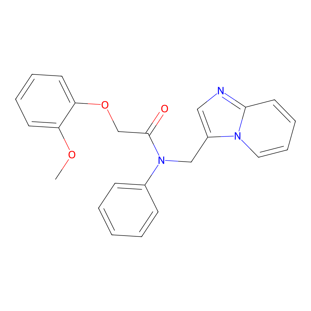 N-(imidazo[1,2-a]pyridin-3-ylmethyl)-2-(2-methoxyphenoxy)-N-phenylacetamide molecular structure, CAS 1797182-42-3
