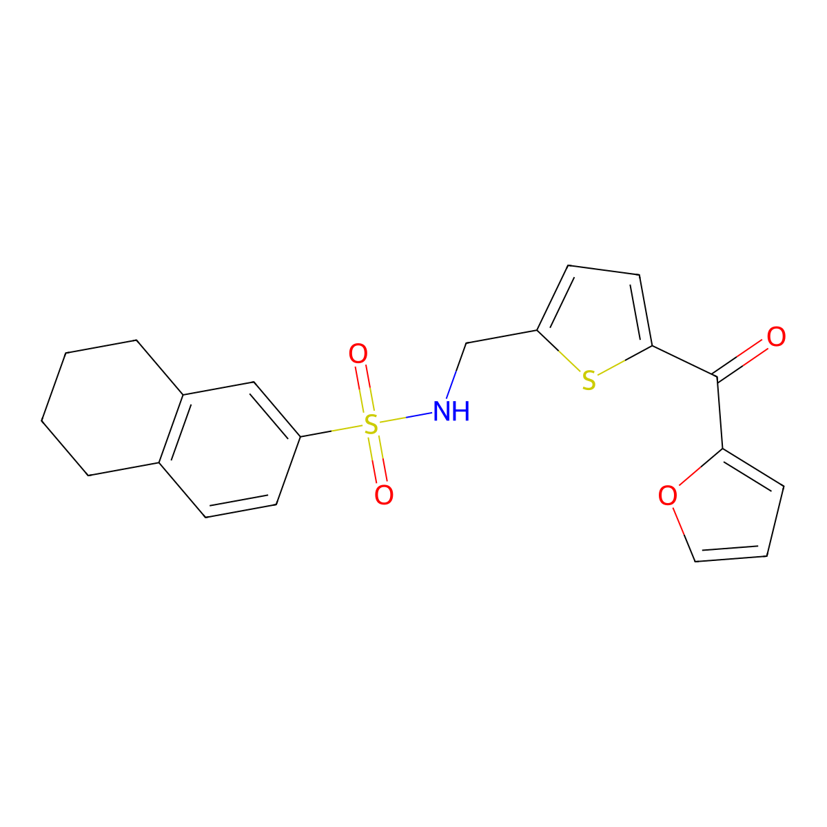 N-((5-(furan-2-carbonyl)thiophen-2-yl)methyl)-5,6,7,8-tetrahydronaphthalene-2-sulfonamide molecular structure, CAS 1797182-54-7