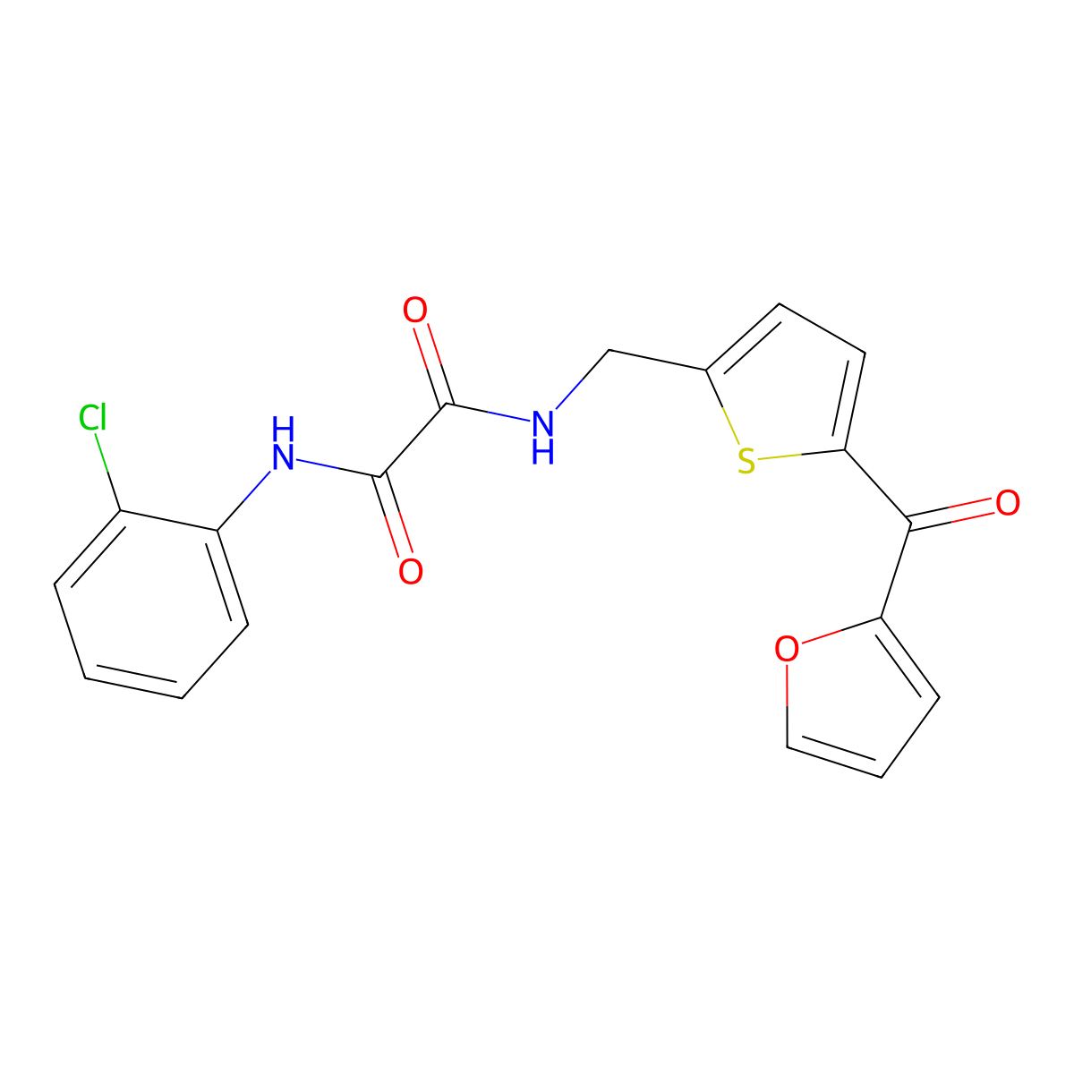 N1-(2-chlorophenyl)-N2-((5-(furan-2-carbonyl)thiophen-2-yl)methyl)oxalamide molecular structure, CAS 1797182-61-6