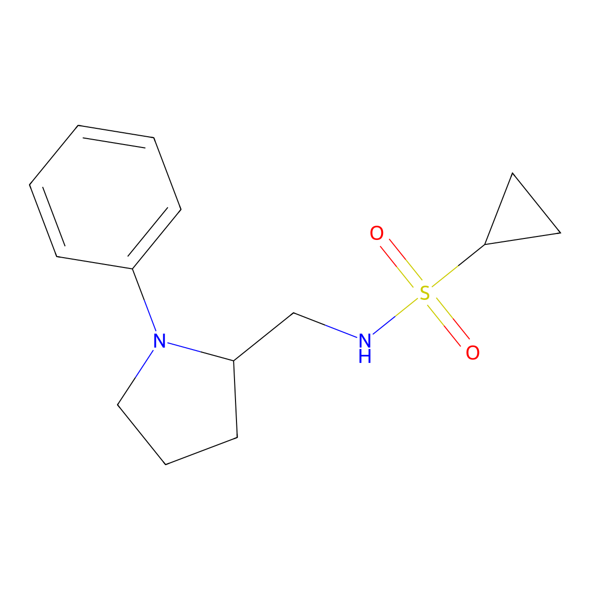 N-[(1-phenylpyrrolidin-2-yl)methyl]cyclopropanesulfonamide molecular structure, CAS 1797182-64-9