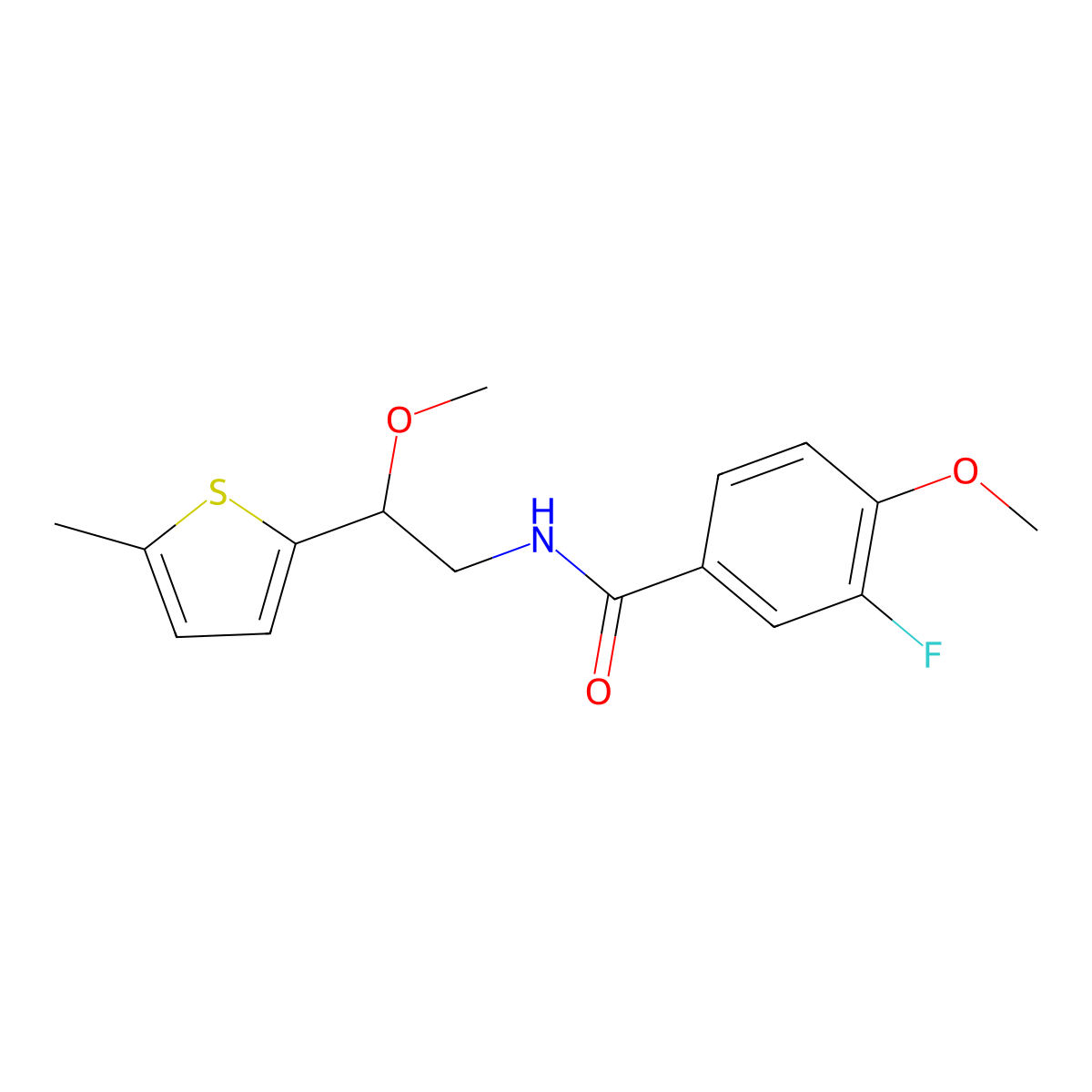 3-Fluoro-4-methoxy-N-[2-methoxy-2-(5-methylthiophen-2-YL)ethyl]benzamide molecular structure, CAS 1797182-73-0