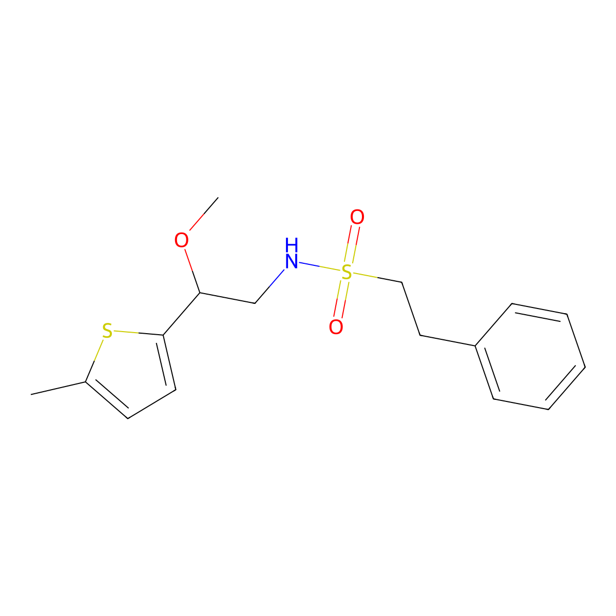 N-(2-methoxy-2-(5-methylthiophen-2-yl)ethyl)-2-phenylethanesulfonamide molecular structure, CAS 1797182-80-9