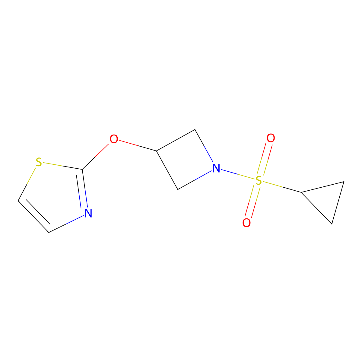 2-((1-(Cyclopropylsulfonyl)azetidin-3-yl)oxy)thiazole molecular structure, CAS 1797182-83-2