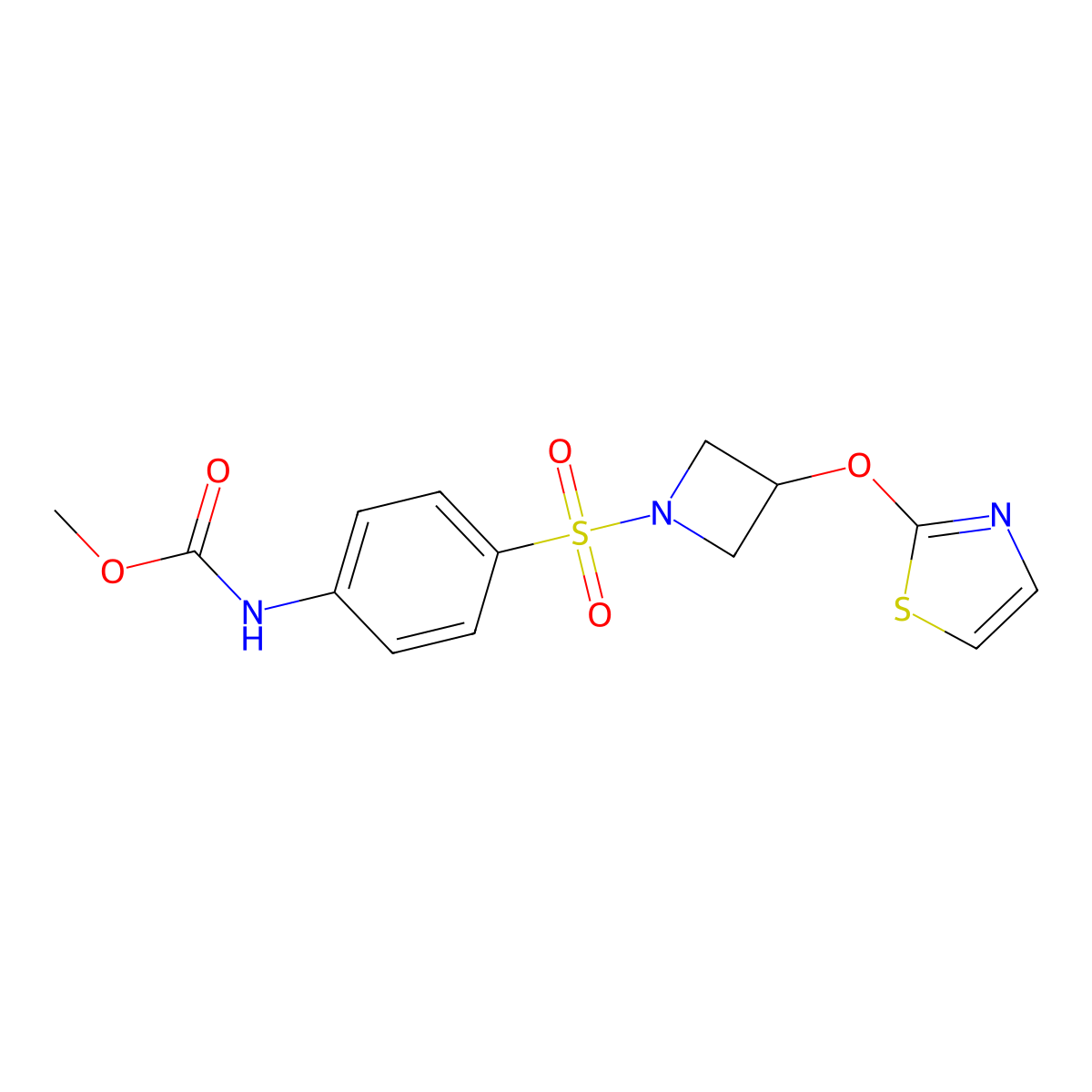 Methyl (4-((3-(thiazol-2-yloxy)azetidin-1-yl)sulfonyl)phenyl)carbamate molecular structure, CAS 1797182-90-1