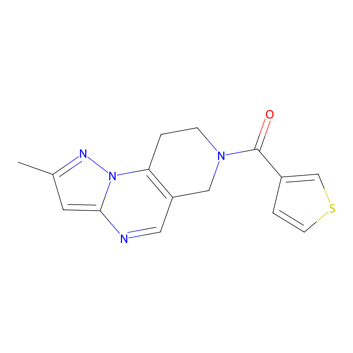 (2-methyl-8,9-dihydropyrazolo[1,5-a]pyrido[3,4-e]pyrimidin-7(6H)-yl)(thiophen-3-yl)methanone molecular structure, CAS 1797182-99-0
