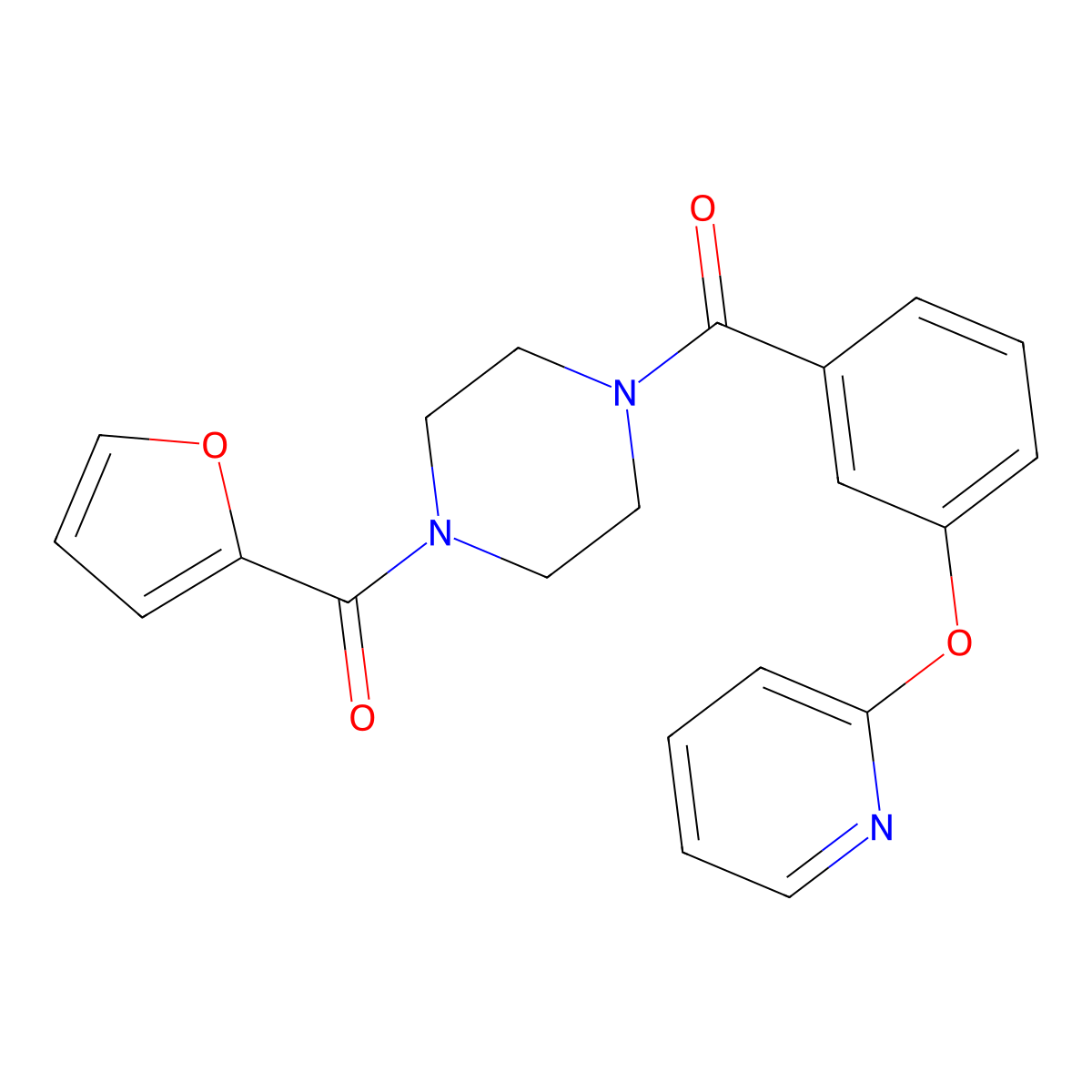 (4-(Furan-2-carbonyl)piperazin-1-yl)(3-(pyridin-2-yloxy)phenyl)methanone molecular structure, CAS 1797183-04-0