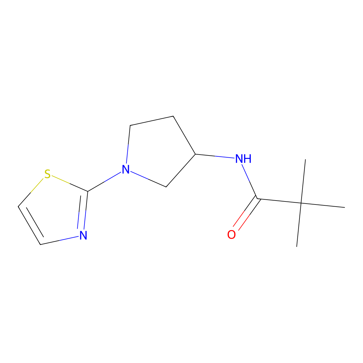 N-(1-(thiazol-2-yl)pyrrolidin-3-yl)pivalamide molecular structure, CAS 1797183-07-3
