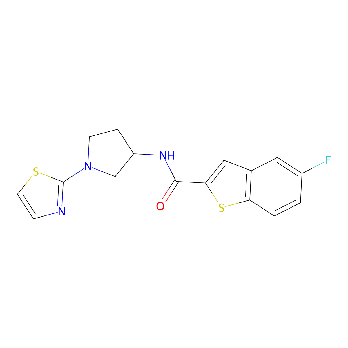 5-fluoro-N-(1-(thiazol-2-yl)pyrrolidin-3-yl)benzo[b]thiophene-2-carboxamide molecular structure, CAS 1797183-10-8