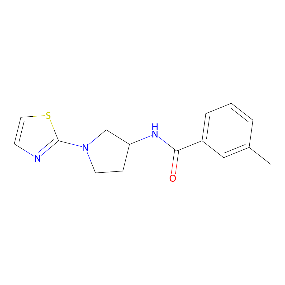 3-methyl-N-(1-(thiazol-2-yl)pyrrolidin-3-yl)benzamide molecular structure, CAS 1797183-17-5