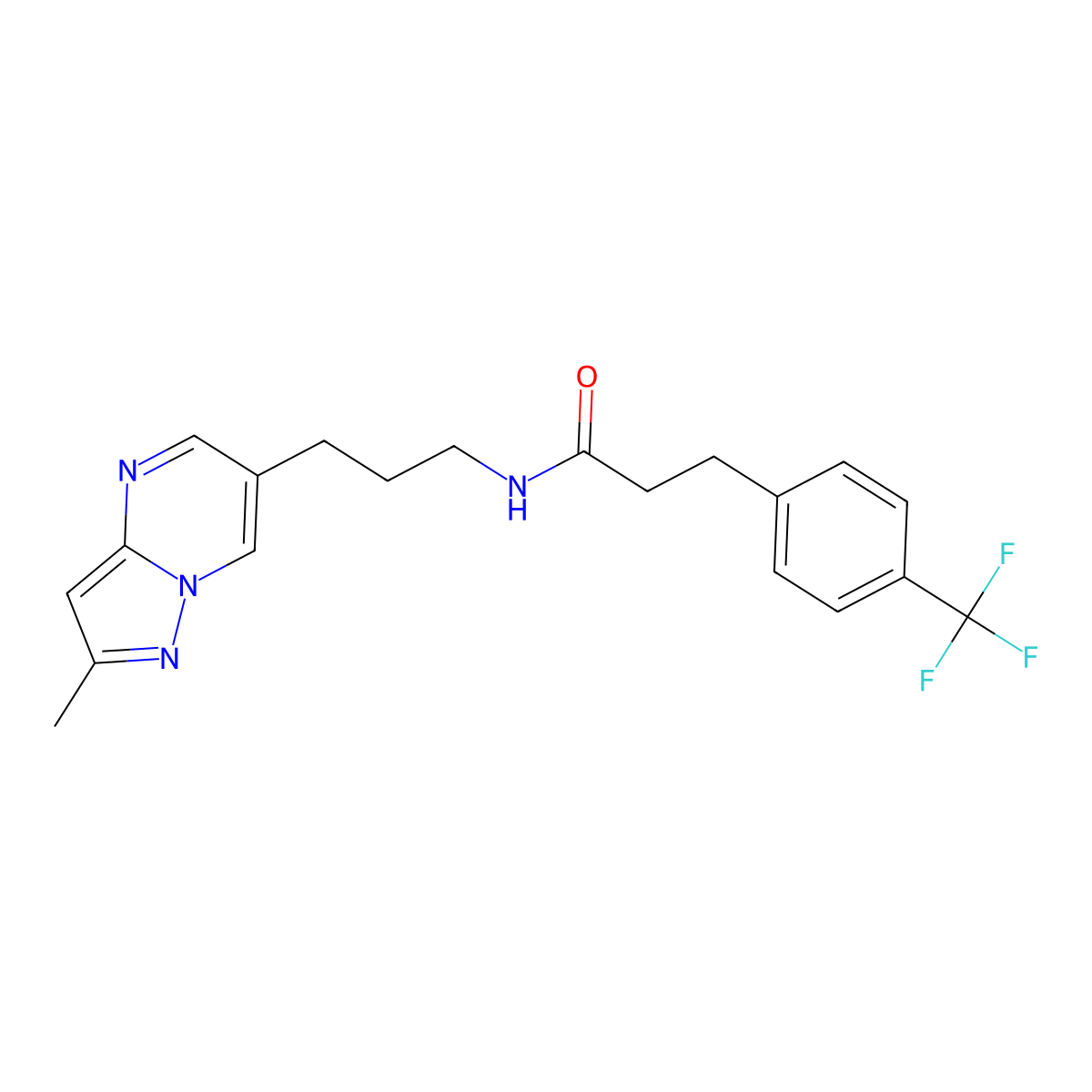 N-(3-{2-methylpyrazolo[1,5-a]pyrimidin-6-yl}propyl)-3-[4-(trifluoromethyl)phenyl]propanamide molecular structure, CAS 1797183-37-9