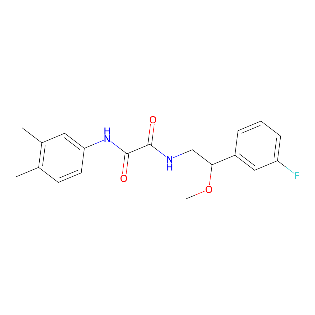 N1-(3,4-dimethylphenyl)-N2-(2-(3-fluorophenyl)-2-methoxyethyl)oxalamide molecular structure, CAS 1797183-45-9