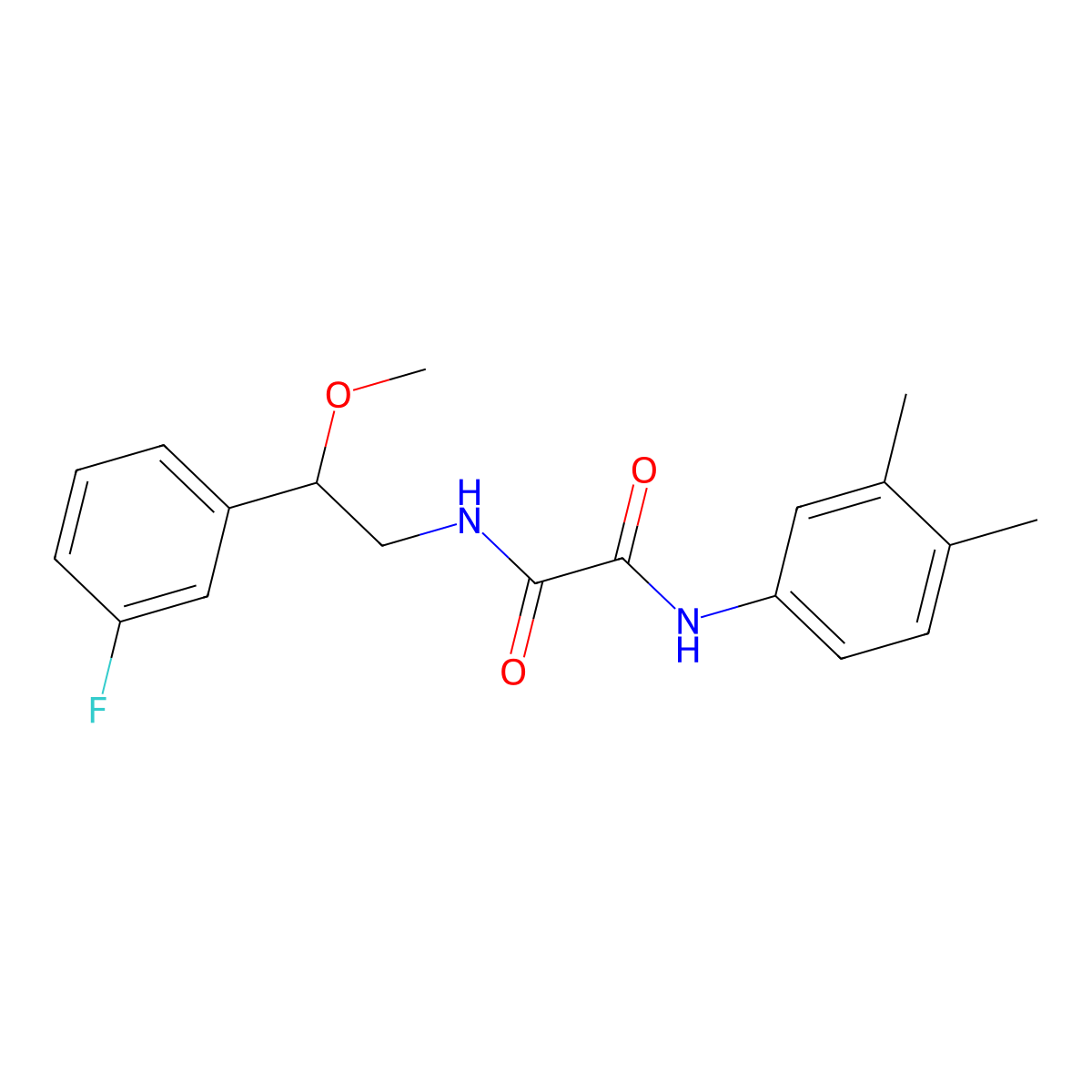 N1-(3,4-dimethylphenyl)-N2-(2-(3-fluorophenyl)-2-methoxyethyl)oxalamide molecular structure, CAS 1797183-45-9