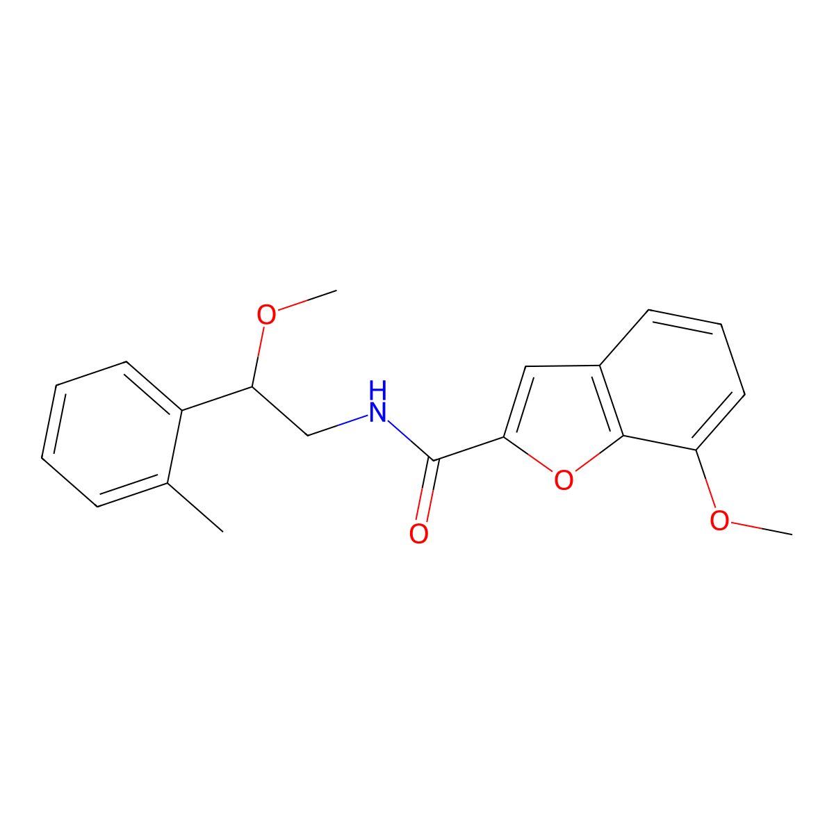 7-methoxy-N-(2-methoxy-2-(o-tolyl)ethyl)benzofuran-2-carboxamide molecular structure, CAS 1797183-63-1
