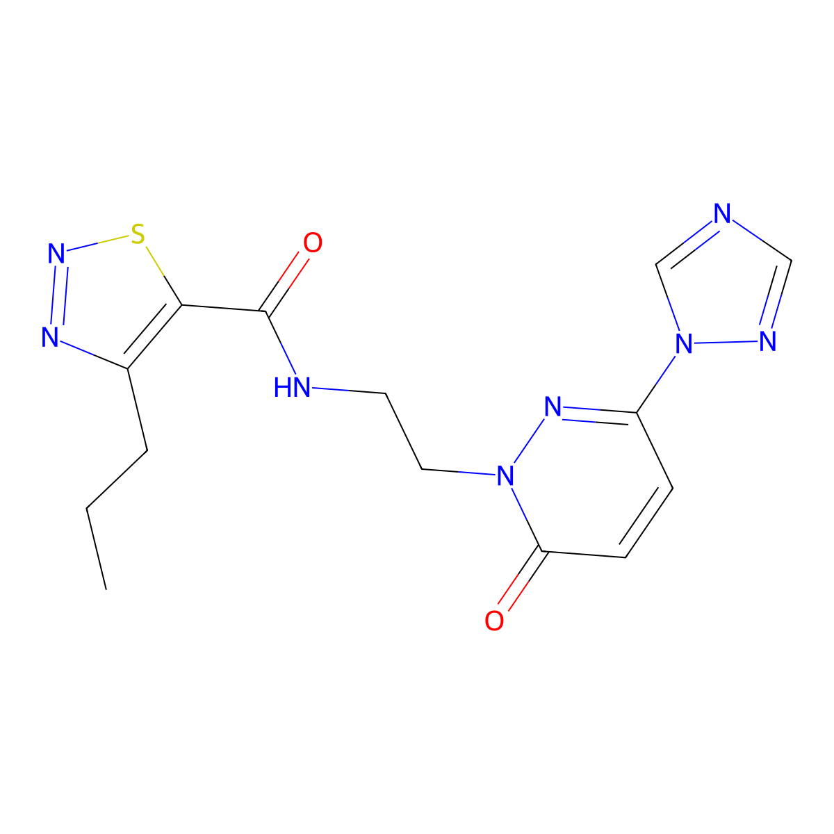 N-(2-(6-oxo-3-(1H-1,2,4-triazol-1-yl)pyridazin-1(6H)-yl)ethyl)-4-propyl-1,2,3-thiadiazole-5-carboxamide molecular structure, CAS 1797184-08-7