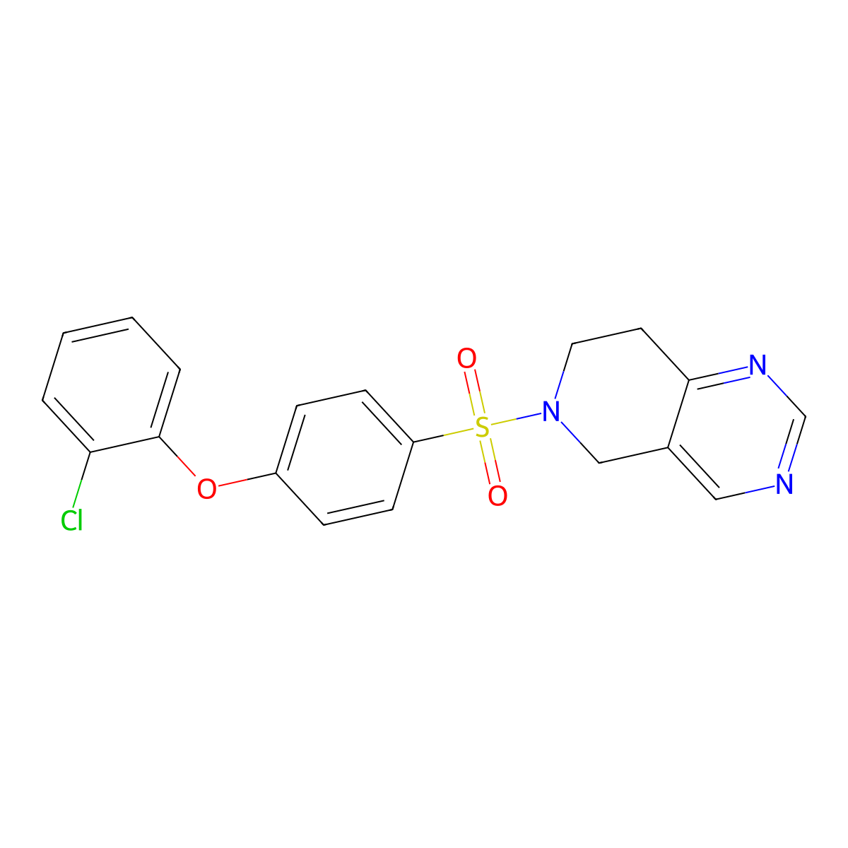 6-((4-(2-Chlorophenoxy)phenyl)sulfonyl)-5,6,7,8-tetrahydropyrido[4,3-d]pyrimidine molecular structure, CAS 1797184-29-2