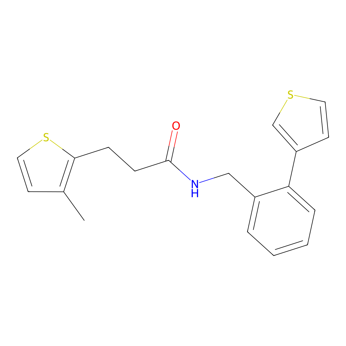 3-(3-methylthiophen-2-yl)-N-(2-(thiophen-3-yl)benzyl)propanamide molecular structure, CAS 1797184-35-0