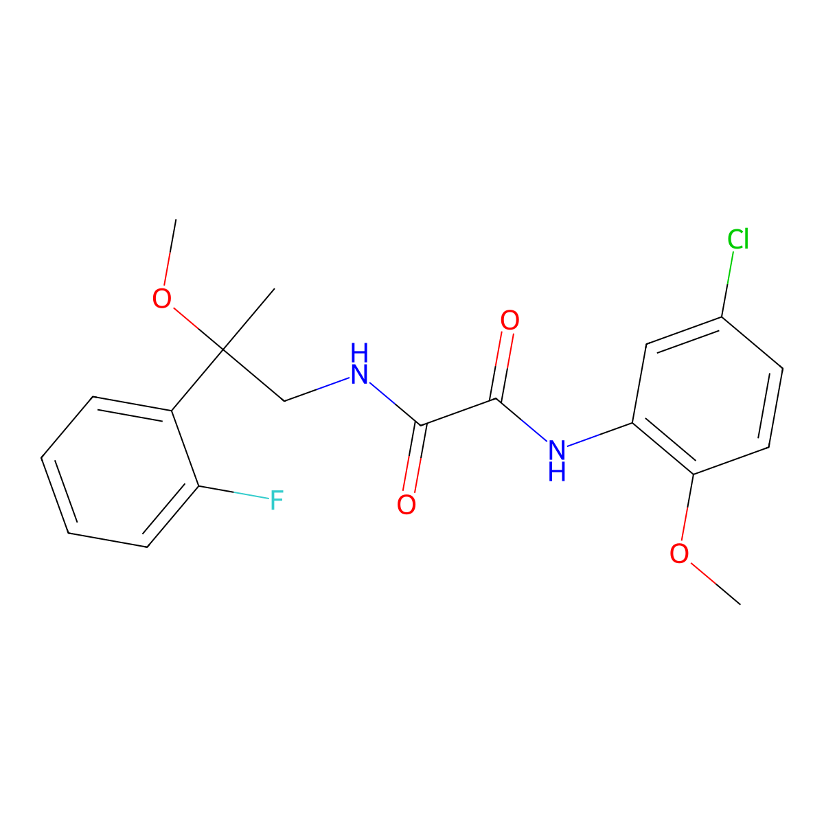 N1-(5-chloro-2-methoxyphenyl)-N2-(2-(2-fluorophenyl)-2-methoxypropyl)oxalamide molecular structure, CAS 1797184-40-7