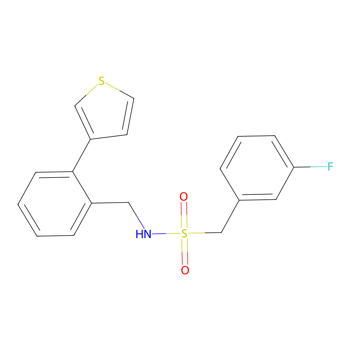 1-(3-fluorophenyl)-N-(2-(thiophen-3-yl)benzyl)methanesulfonamide molecular structure, CAS 1797184-48-5