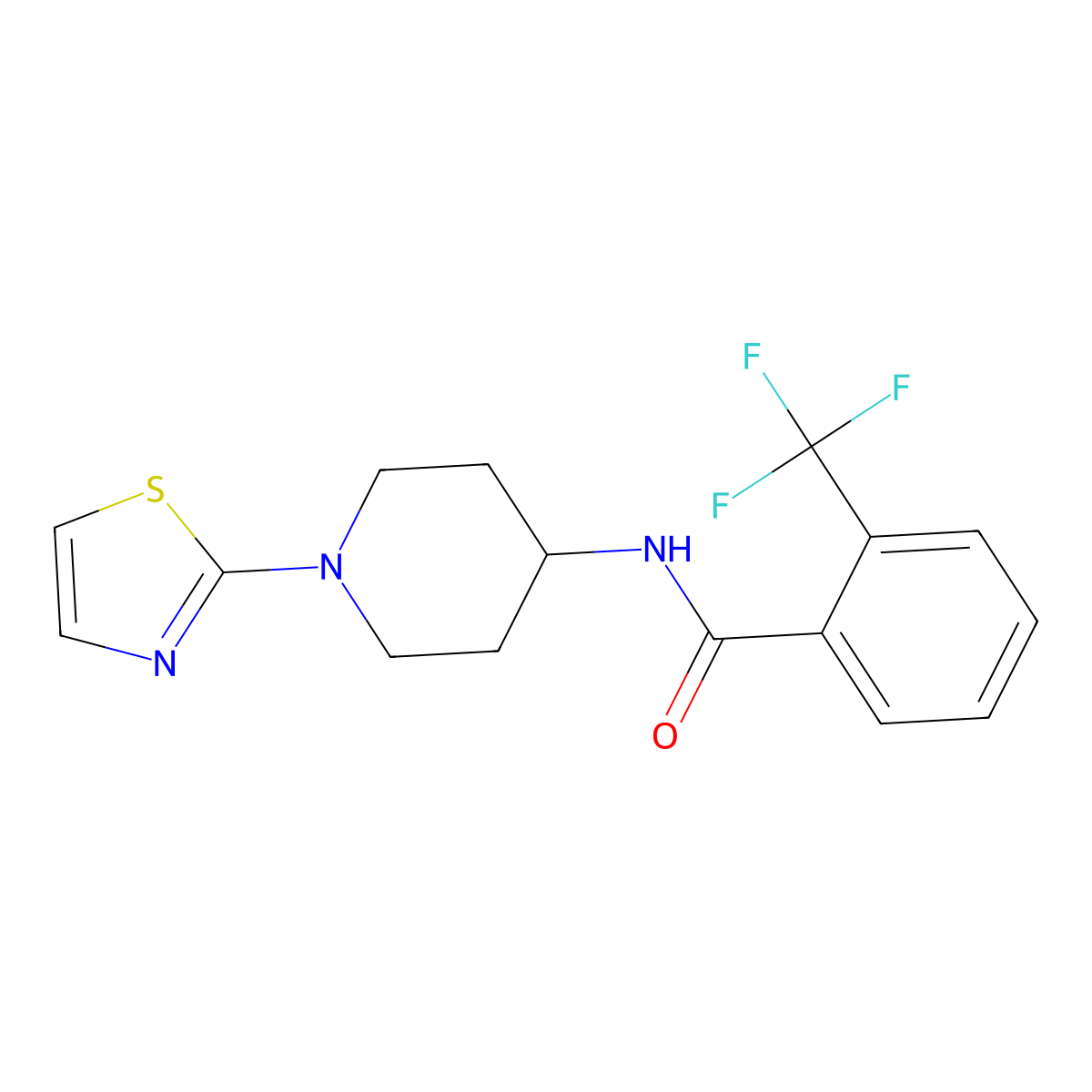 N-(1-(thiazol-2-yl)piperidin-4-yl)-2-(trifluoromethyl)benzamide molecular structure, CAS 1797184-71-4