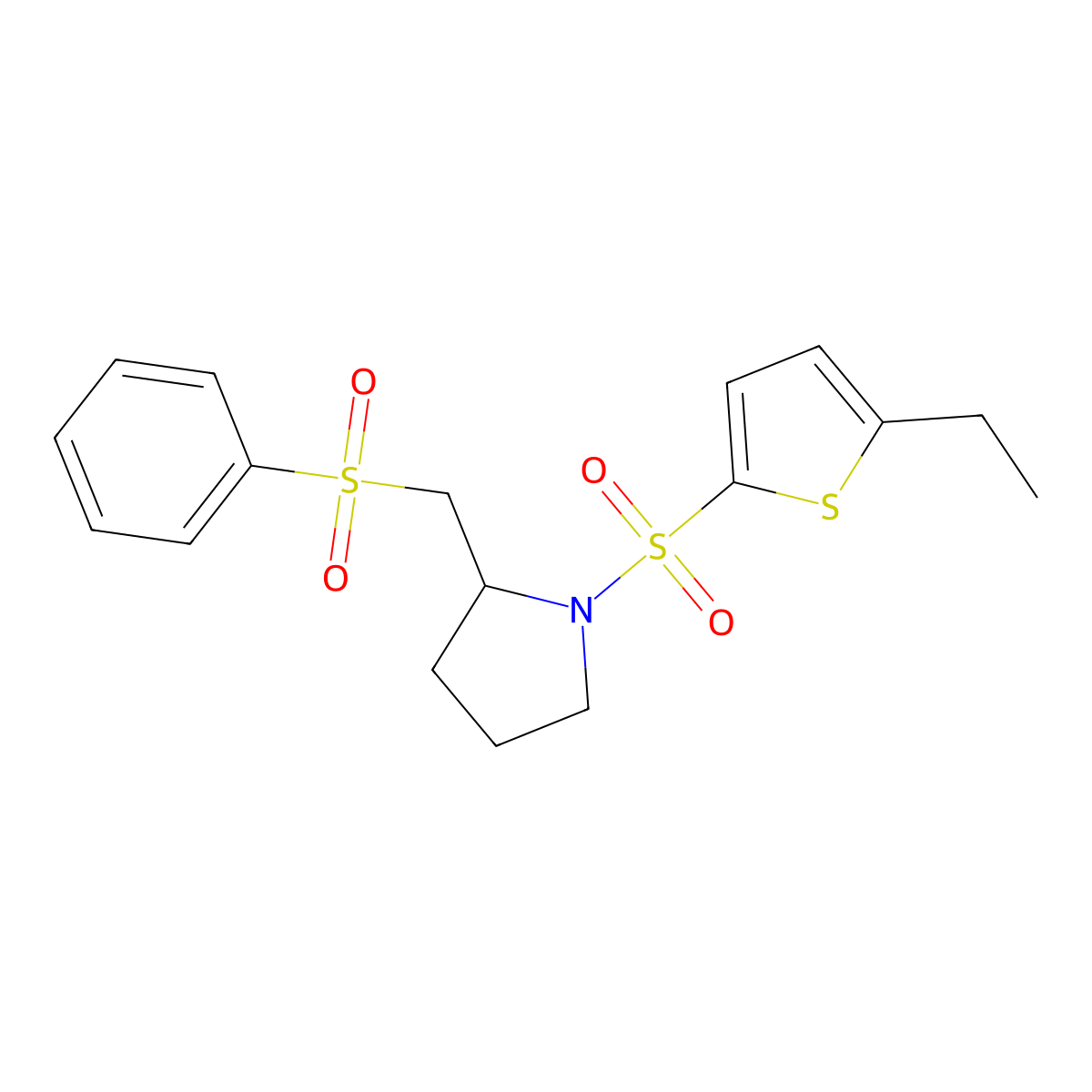 1-((5-Ethylthiophen-2-yl)sulfonyl)-2-((phenylsulfonyl)methyl)pyrrolidine molecular structure, CAS 1797184-75-8