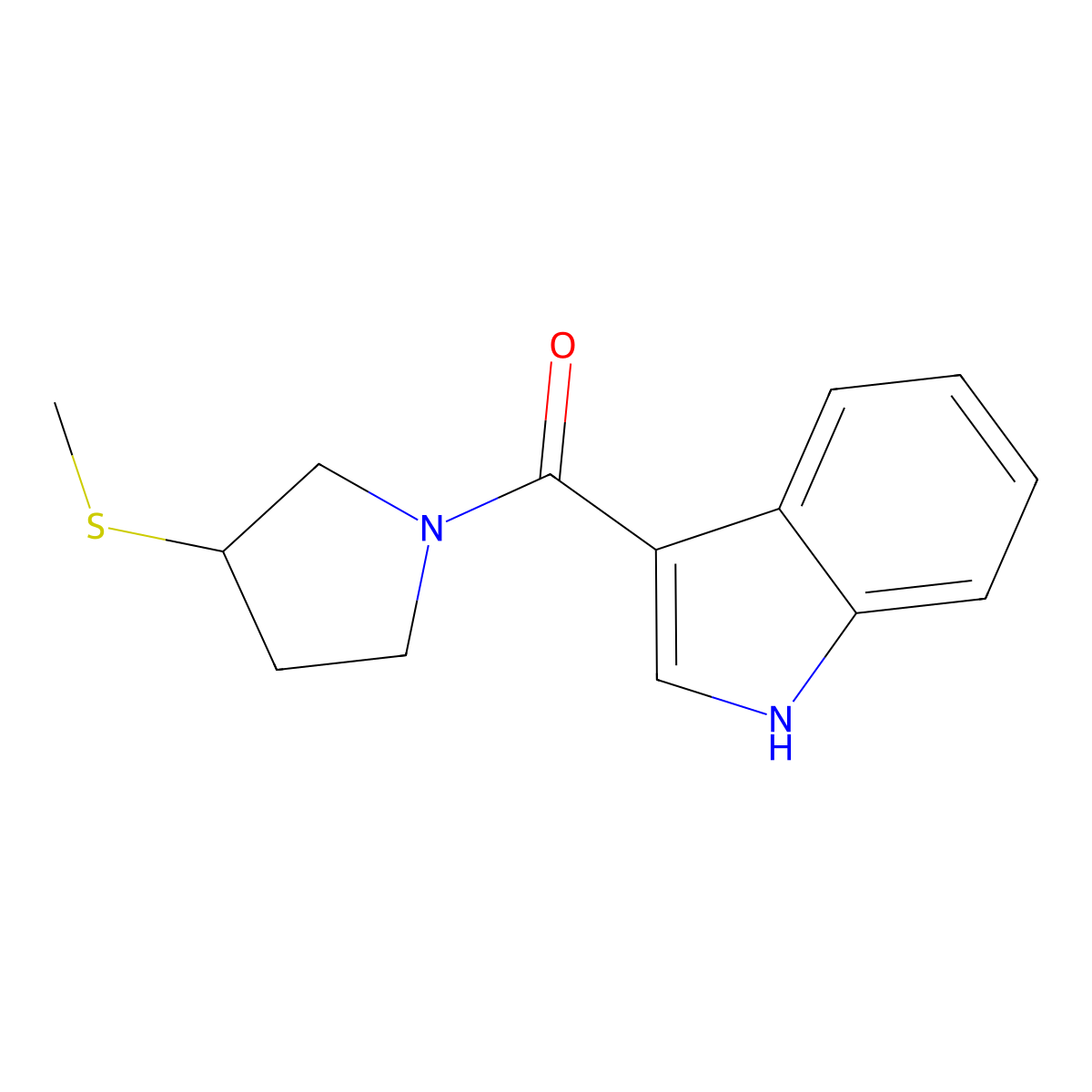 (1H-indol-3-yl)(3-(methylthio)pyrrolidin-1-yl)methanone molecular structure, CAS 1797184-91-8