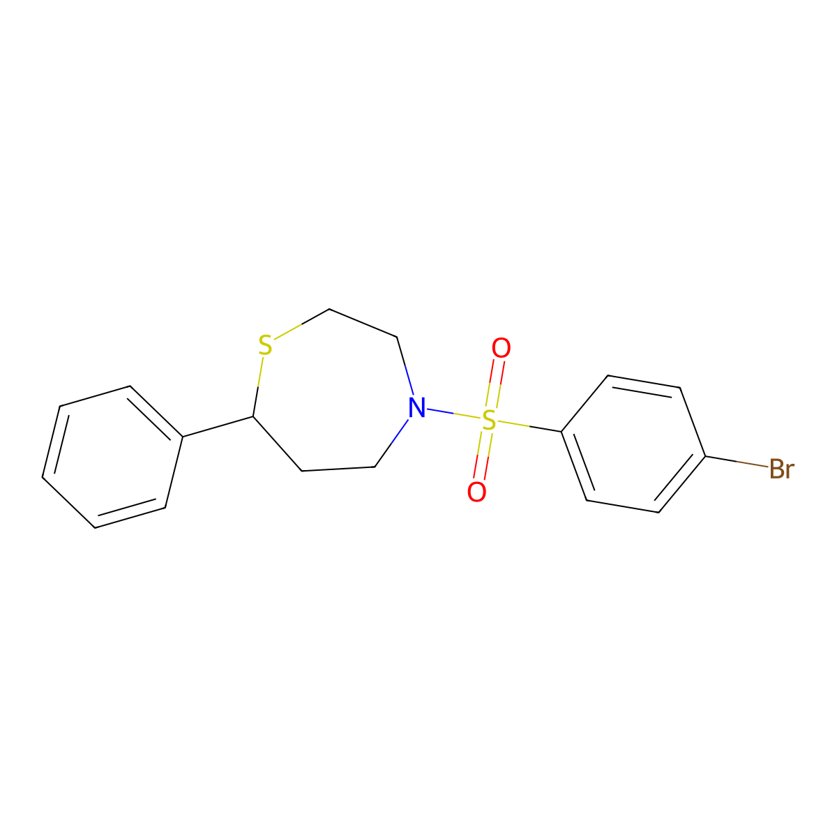 4-((4-Bromophenyl)sulfonyl)-7-phenyl-1,4-thiazepane molecular structure, CAS 1797185-29-5