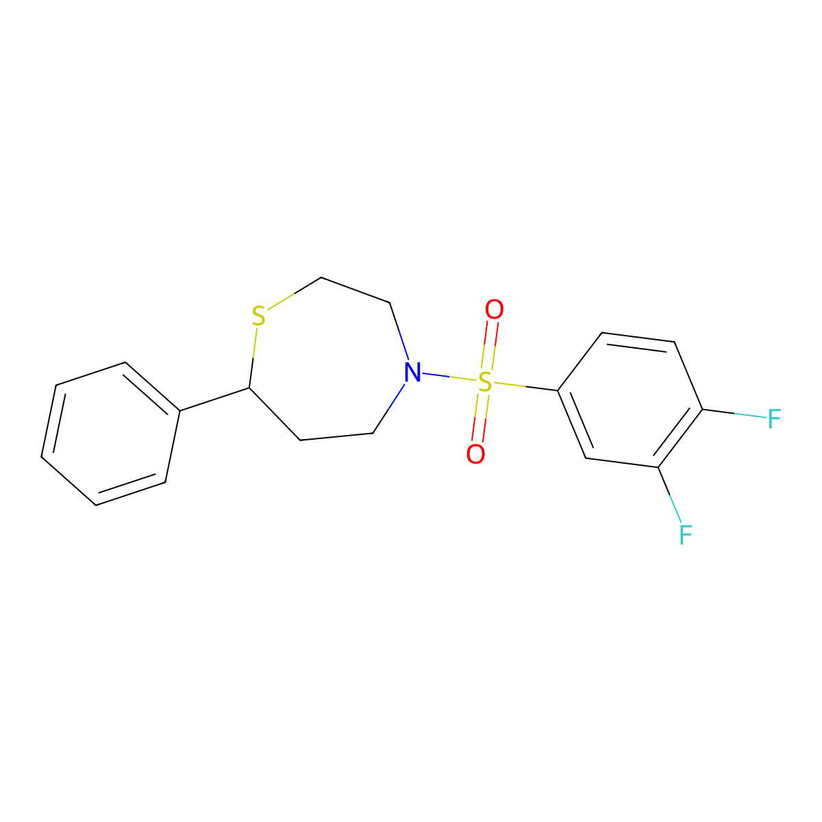 4-((3,4-Difluorophenyl)sulfonyl)-7-phenyl-1,4-thiazepane molecular structure, CAS 1797185-35-3
