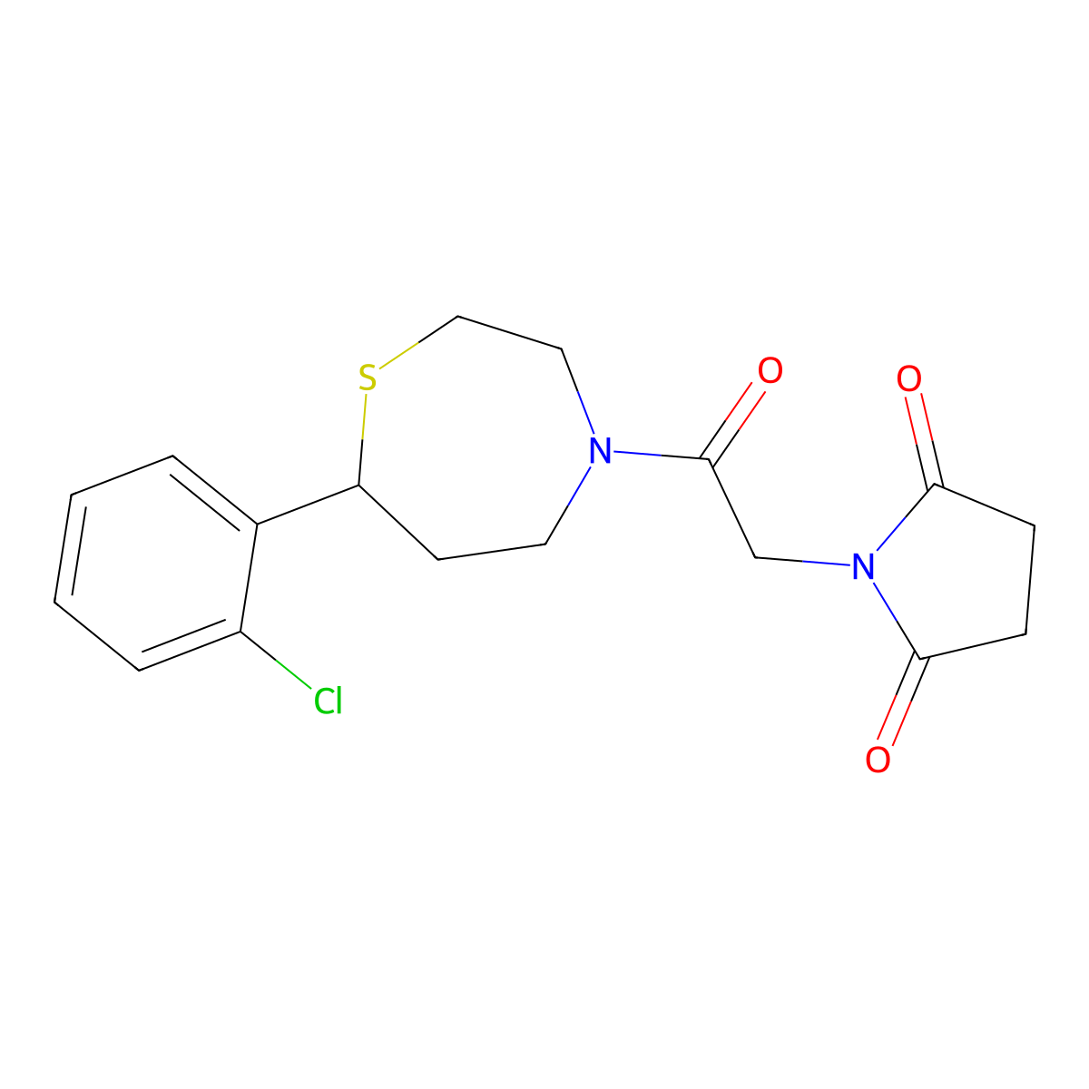 1-(2-(7-(2-Chlorophenyl)-1,4-thiazepan-4-yl)-2-oxoethyl)pyrrolidine-2,5-dione molecular structure, CAS 1797185-75-1