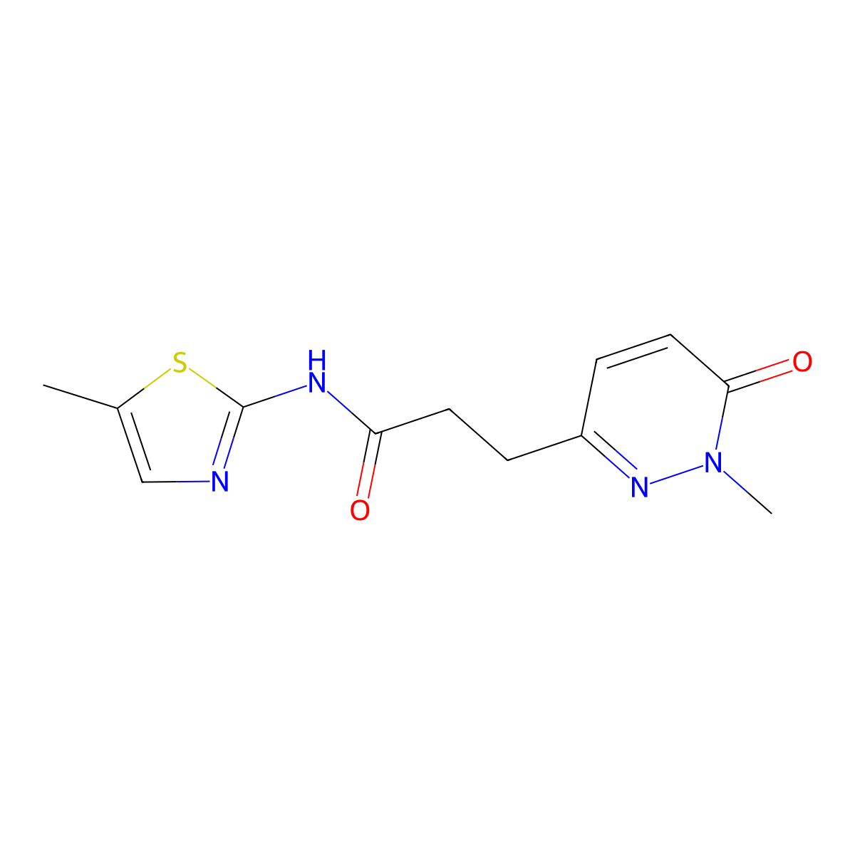 3-(1-methyl-6-oxo-1,6-dihydropyridazin-3-yl)-N-(5-methylthiazol-2-yl)propanamide molecular structure, CAS 1797185-77-3