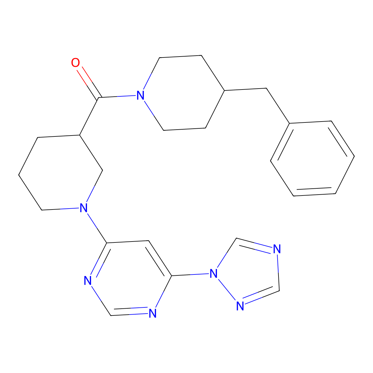 4-[3-(4-benzylpiperidine-1-carbonyl)piperidin-1-yl]-6-(1H-1,2,4-triazol-1-yl)pyrimidine molecular structure, CAS 1797185-98-8