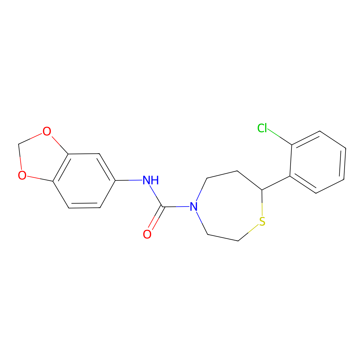N-(benzo[d][1,3]dioxol-5-yl)-7-(2-chlorophenyl)-1,4-thiazepane-4-carboxamide molecular structure, CAS 1797186-03-8