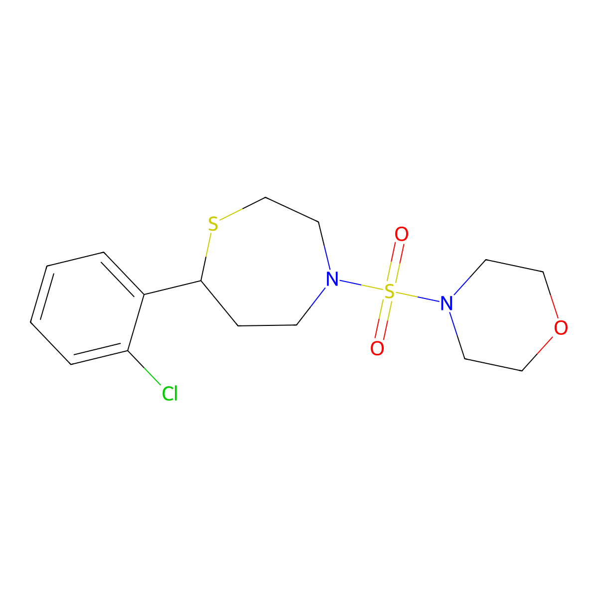 4-((7-(2-Chlorophenyl)-1,4-thiazepan-4-yl)sulfonyl)morpholine molecular structure, CAS 1797186-09-4