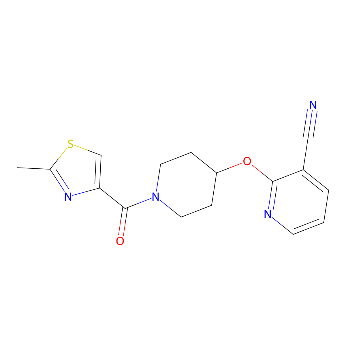 2-((1-(2-Methylthiazole-4-carbonyl)piperidin-4-yl)oxy)nicotinonitrile molecular structure, CAS 1797186-16-3