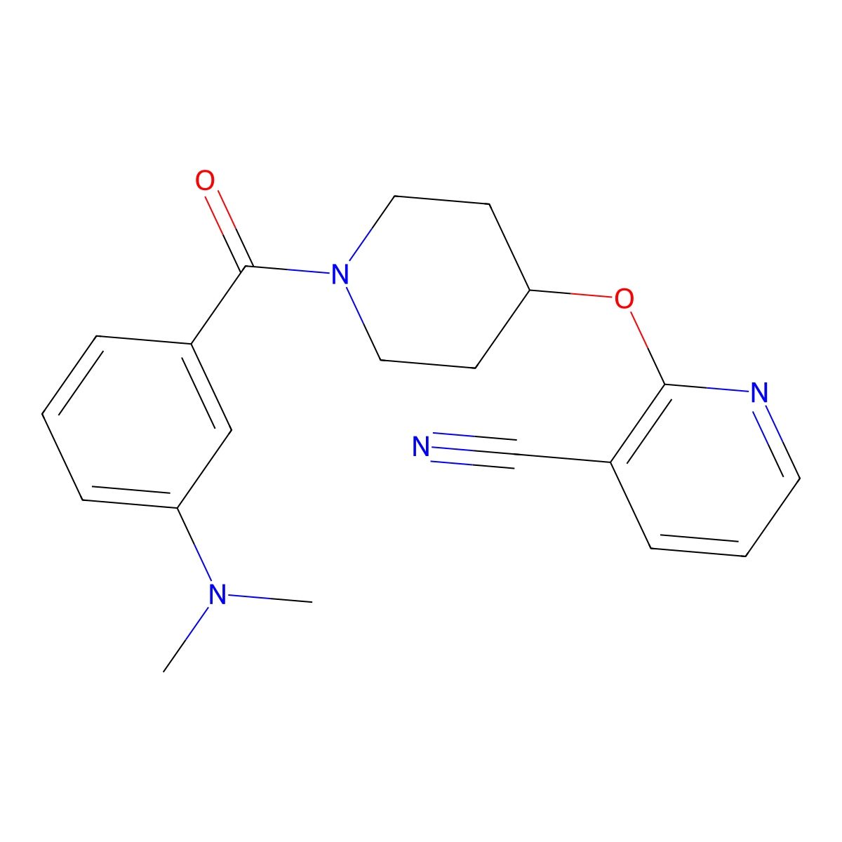 2-((1-(3-(Dimethylamino)benzoyl)piperidin-4-yl)oxy)nicotinonitrile molecular structure, CAS 1797186-26-5