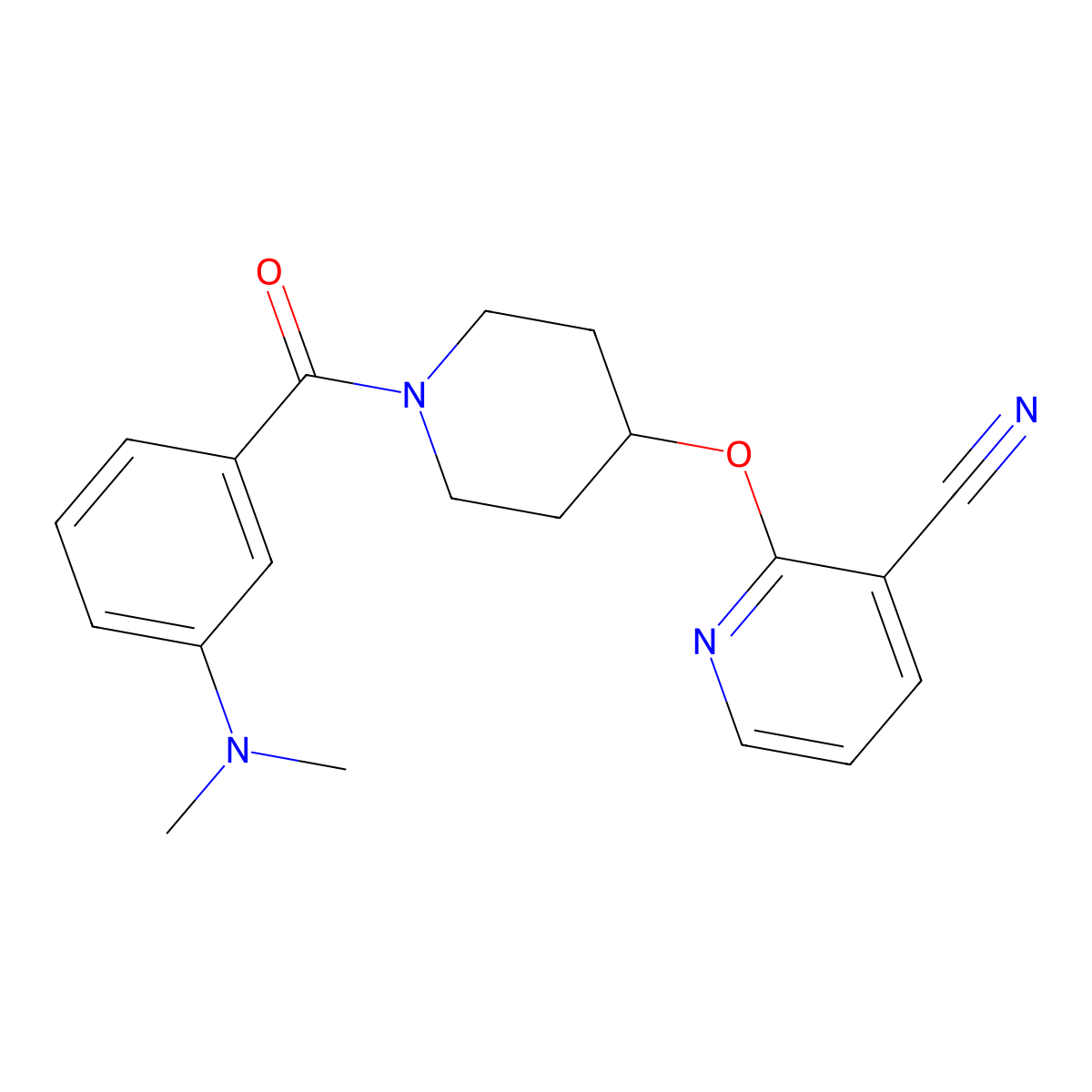 2-((1-(3-(Dimethylamino)benzoyl)piperidin-4-yl)oxy)nicotinonitrile molecular structure, CAS 1797186-26-5