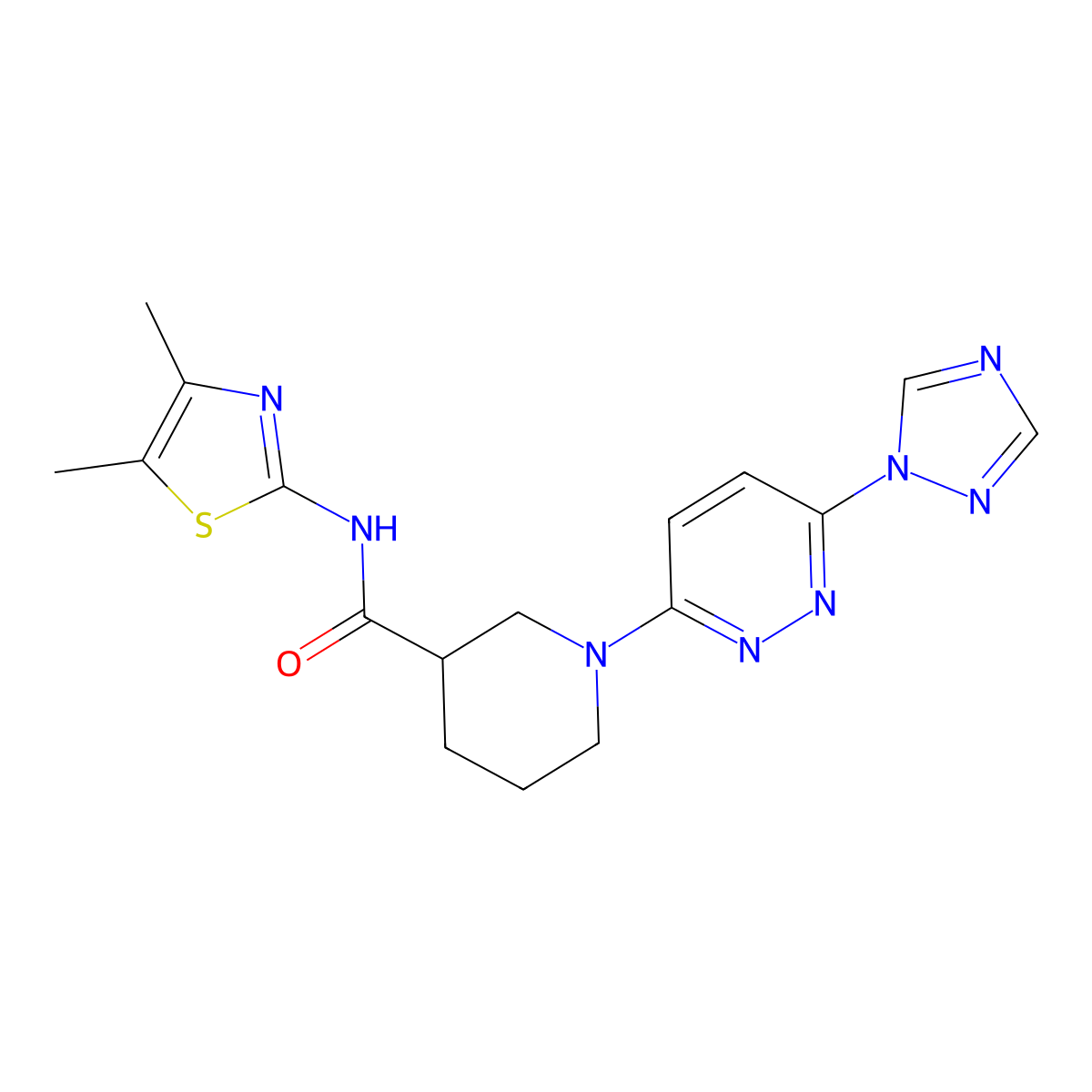 1-(6-(1H-1,2,4-triazol-1-yl)pyridazin-3-yl)-N-(4,5-dimethylthiazol-2-yl)piperidine-3-carboxamide molecular structure, CAS 1797186-49-2