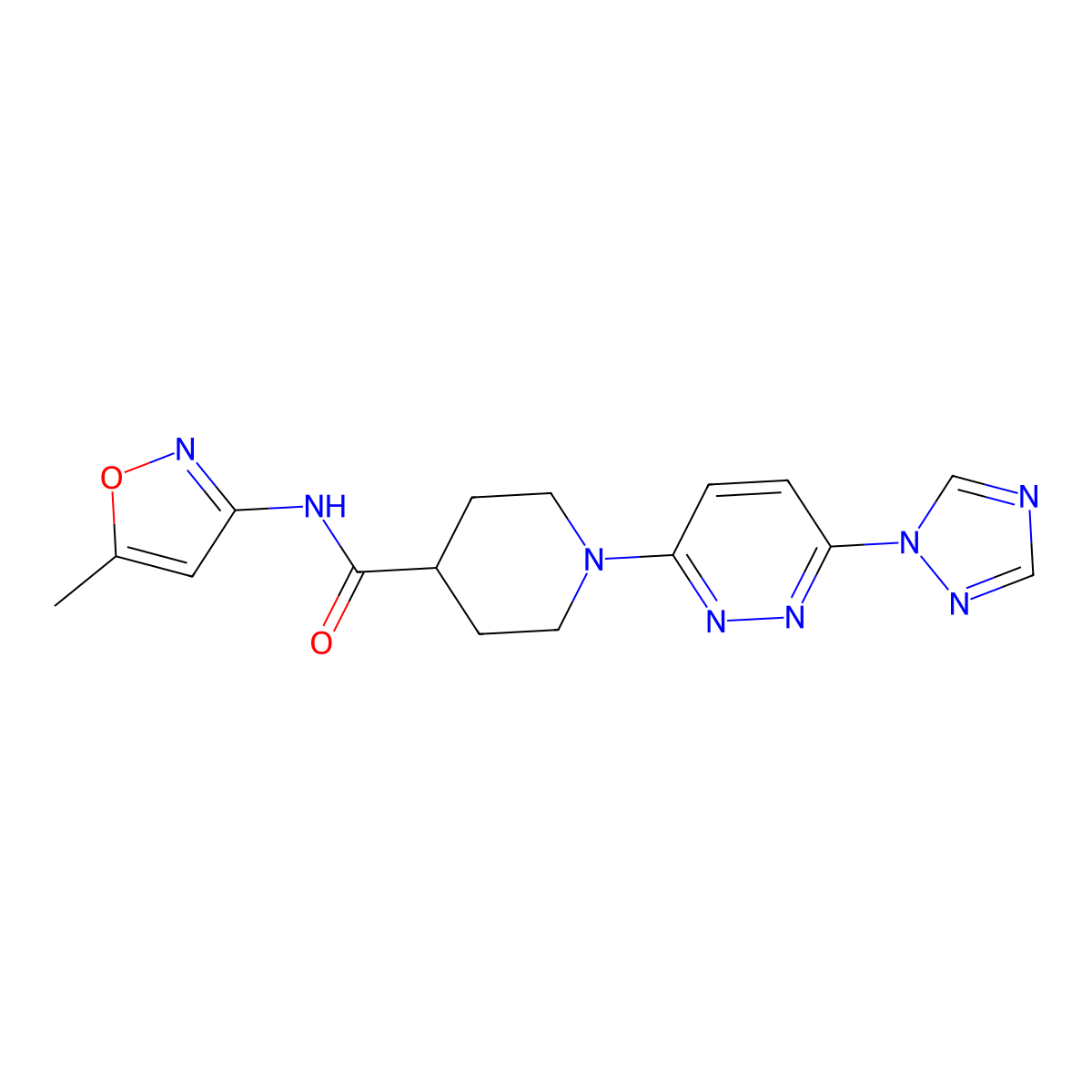 1-(6-(1H-1,2,4-triazol-1-yl)pyridazin-3-yl)-N-(5-methylisoxazol-3-yl)piperidine-4-carboxamide molecular structure, CAS 1797186-56-1