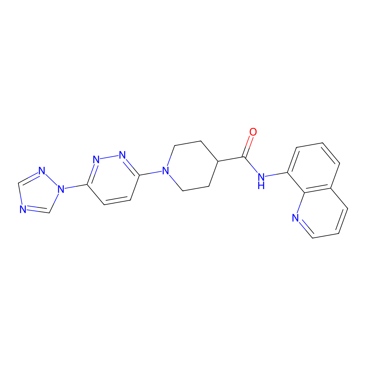 1-(6-(1H-1,2,4-triazol-1-yl)pyridazin-3-yl)-N-(quinolin-8-yl)piperidine-4-carboxamide molecular structure, CAS 1797186-62-9